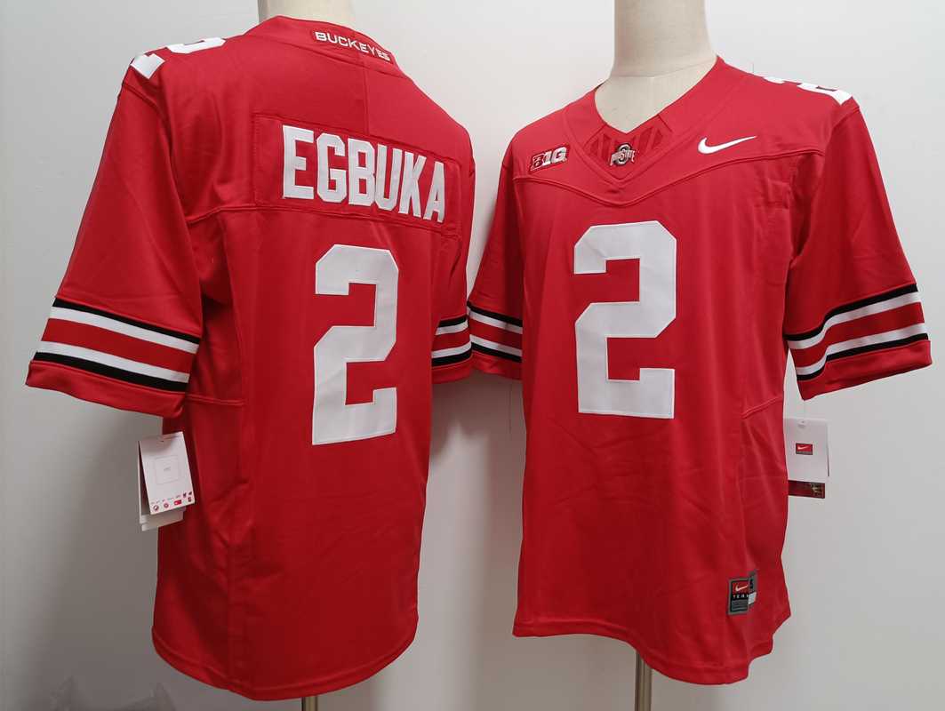 Men%27s Ohio State Buckeyes #2 Emeka Egbuka Red FUSE College Stitched Jersey